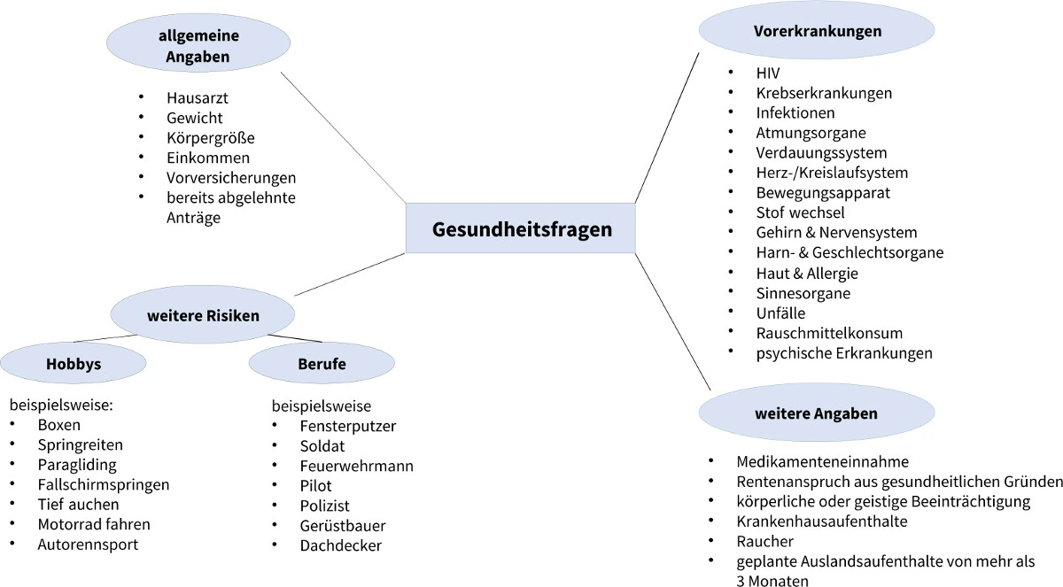 Grafik: Themengebiete der Gesundheitsfragen