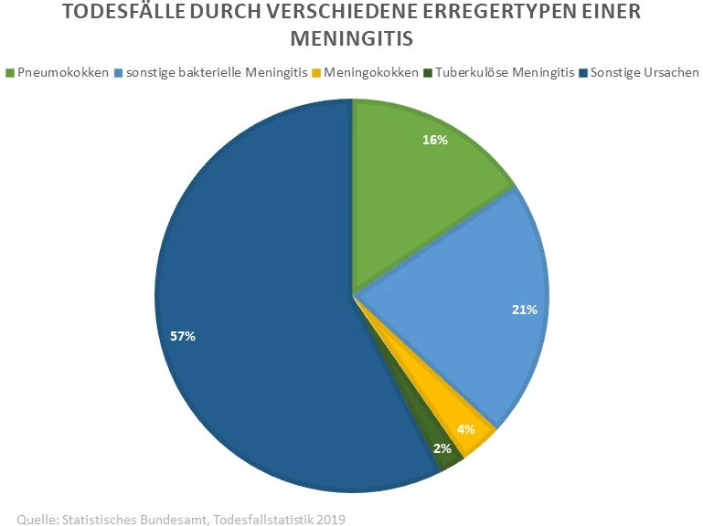 Statistik zu den verschiedenen Todesfällen verschiedener Erregertypen einer Meningitis