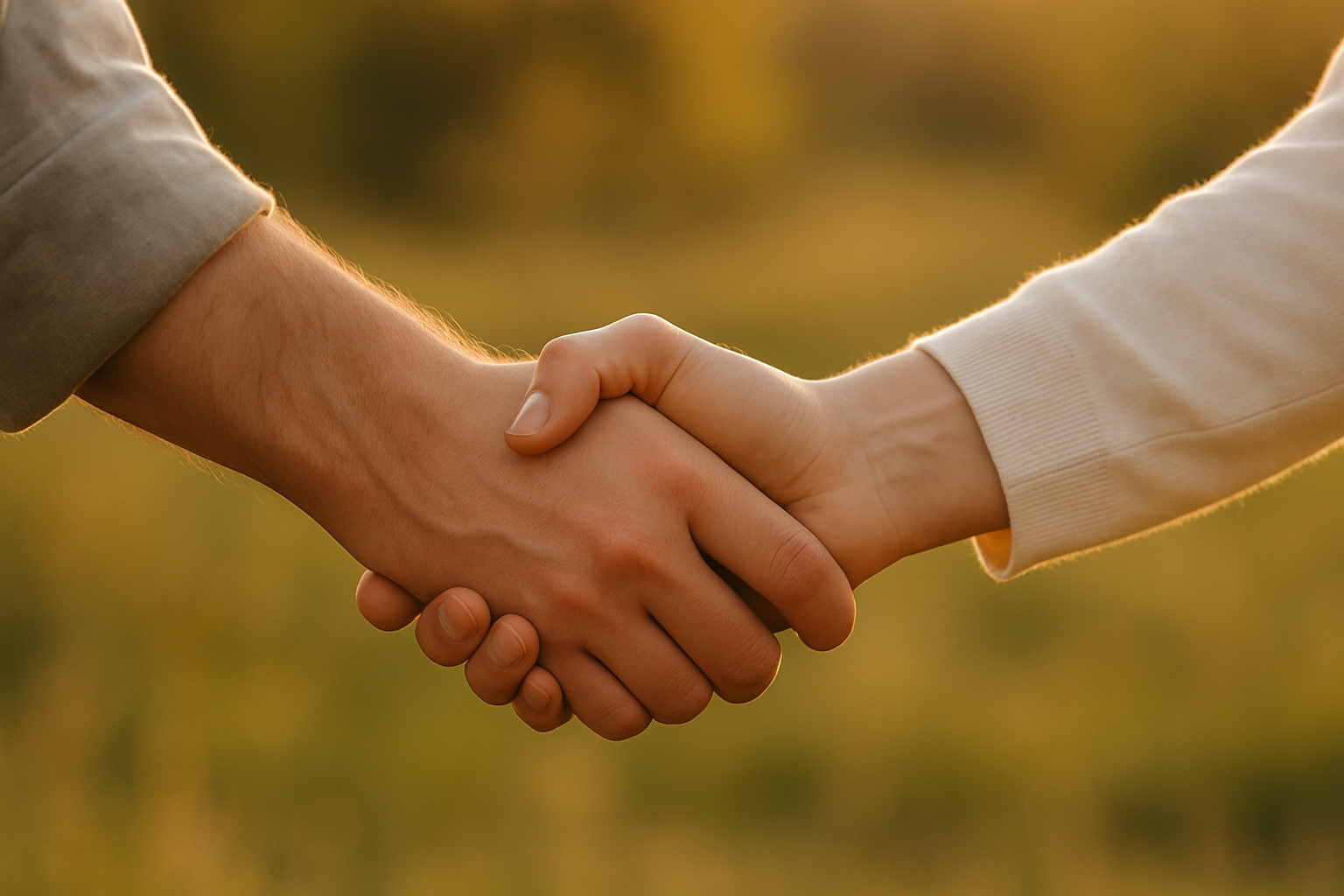 Handschlag zwischen zwei Menschen als Zeichen für Vertrauen in die Risikolebensversicherung.